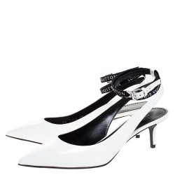 Louis Vuitton White Leather Call Back Ankle Strap Pointed Toe Sandals Size 38