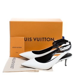 Louis Vuitton White Leather Call Back Ankle Strap Pointed Toe Sandals Size 38