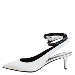 Louis Vuitton White Leather Call Back Ankle Strap Pointed Toe Sandals Size 38