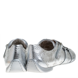 مملوكة مسبقًا Louis Vuitton Silver Mahina Leather Trainers Size 39.5