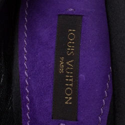 Pre Owned حذاء كعب عالي لوي فيتون مزخرف كريستال مقدمة مربعة ساتان أسود مقاس 38.5