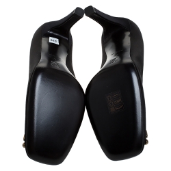 Pre Owned حذاء كعب عالي لوي فيتون مزخرف كريستال مقدمة  مربعة ساتان أسود مقاس 38.5