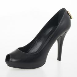 Pre Owned Louis Vuitton Black Leather Oh Really! Peep Toe Pumps Size 37