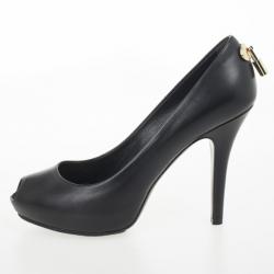 Pre Owned Louis Vuitton Black Leather Oh Really! Peep Toe Pumps Size 37