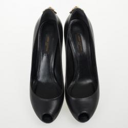 Pre Owned Louis Vuitton Black Leather Oh Really! Peep Toe Pumps Size 37
