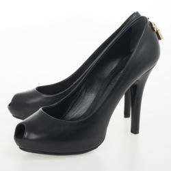 Pre Owned Louis Vuitton Black Leather Oh Really! Peep Toe Pumps Size 37