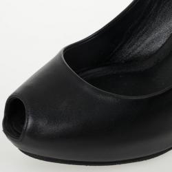 Pre Owned Louis Vuitton Black Leather Oh Really! Peep Toe Pumps Size 37