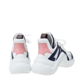 Louis Vuitton White/Blue Leather And Mesh Archlight Lace Up Sneakers Size 37.5