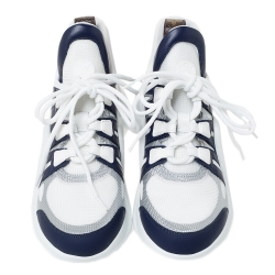 Louis Vuitton White/Blue Leather And Mesh Archlight Lace Up Sneakers Size 37.5