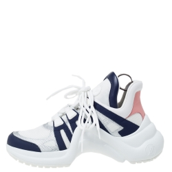 Louis Vuitton White/Blue Leather And Mesh Archlight Lace Up Sneakers Size 37.5