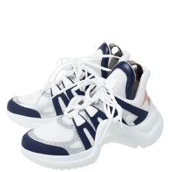 Louis Vuitton White/Blue Leather And Mesh Archlight Lace Up Sneakers Size 37.5