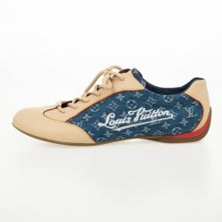 Pre Owned Louis Vuitton Denim Monogram & Leather Sneakers Size 40