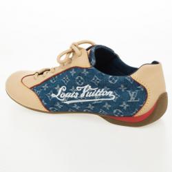 Pre Owned Louis Vuitton Denim Monogram & Leather Sneakers Size 40