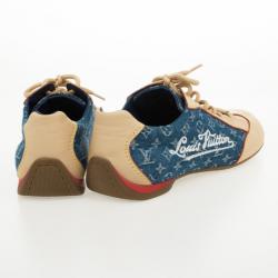 Pre Owned Louis Vuitton Denim Monogram & Leather Sneakers Size 40