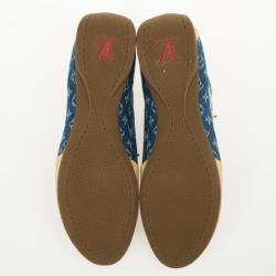 Pre Owned Louis Vuitton Denim Monogram & Leather Sneakers Size 40