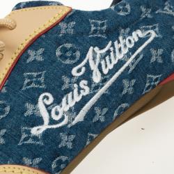 Pre Owned Louis Vuitton Denim Monogram & Leather Sneakers Size 40
