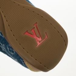 Pre Owned Louis Vuitton Denim Monogram & Leather Sneakers Size 40