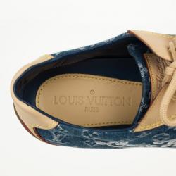 Pre Owned Louis Vuitton Denim Monogram & Leather Sneakers Size 40
