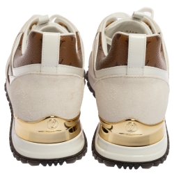 Pre Owned Louis Vuitton White Leather And Mesh Monogram Reverse Run Away Sneakers Size 37