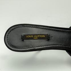Pre Owned Louis Vuitton Satin Embellished Mules Size 39
