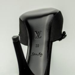 Pre Owned Louis Vuitton Satin Embellished Mules Size 39