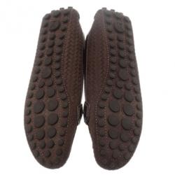 مملوكة مسبقًا حذاء فلات لوي فيتون أوكسفورد جلد سويدي بني مقاس 39