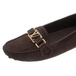 مملوكة مسبقًا حذاء فلات لوي فيتون أوكسفورد جلد سويدي بني مقاس 39