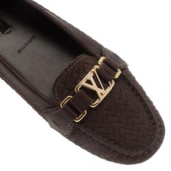 مملوكة مسبقًا حذاء فلات لوي فيتون أوكسفورد جلد سويدي بني مقاس 39