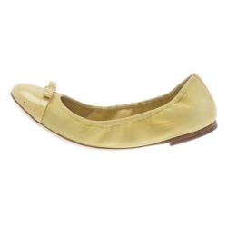 مملوكة مسبقًا Louis Vuitton Yellow Suede and Leather Elba Ballet Flats Size 37.5