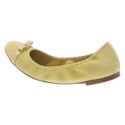 مملوكة مسبقًا Louis Vuitton Yellow Suede and Leather Elba Ballet Flats Size 37.5
