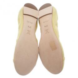 مملوكة مسبقًا Louis Vuitton Yellow Suede and Leather Elba Ballet Flats Size 37.5