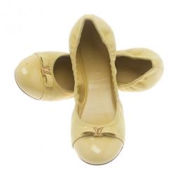 مملوكة مسبقًا Louis Vuitton Yellow Suede and Leather Elba Ballet Flats Size 37.5