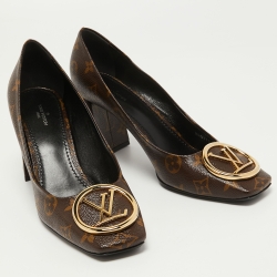 Pre Owned Louis Vuitton Monogram Canvas Madeleine Square Toe Pumps Size 41 