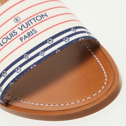 Pre Owned Louis Vuitton Multicolor Canvas LV Escale Time Out Slide Flats Size 39.5 