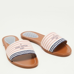 Pre Owned Louis Vuitton Multicolor Canvas LV Escale Time Out Slide Flats Size 39.5 
