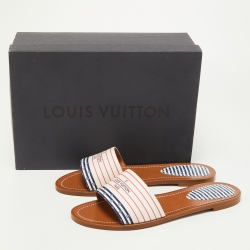 Pre Owned Louis Vuitton Multicolor Canvas LV Escale Time Out Slide Flats Size 39.5 