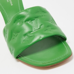Louis Vuitton Green Leather Revival Slides Size 40 