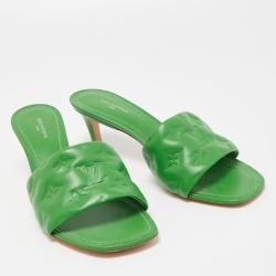 Louis Vuitton Green Leather Revival Slides Size 40 