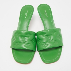 Louis Vuitton Green Leather Revival Slides Size 40 