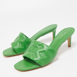 Louis Vuitton Green Leather Revival Slides Size 40 