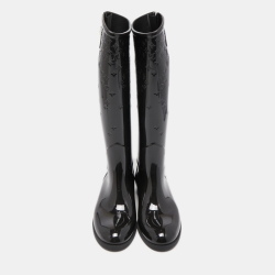 Pre Owned Louis Vuitton Black Rubber Rain Boots Size 38