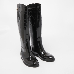 Pre Owned Louis Vuitton Black Rubber Rain Boots Size 38