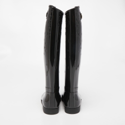 Pre Owned Louis Vuitton Black Rubber Rain Boots Size 38
