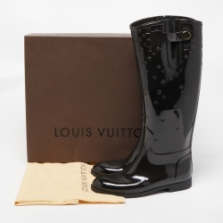 Pre Owned Louis Vuitton Black Rubber Rain Boots Size 38
