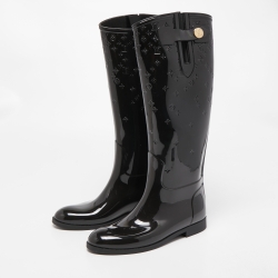 Pre Owned Louis Vuitton Black Rubber Rain Boots Size 38