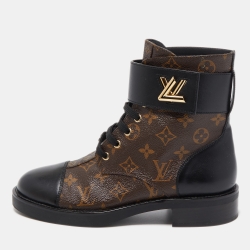 Louis Vuitton Black/White Leather and Mesh Laureate Platform Desert Boots  Size 40 Louis Vuitton