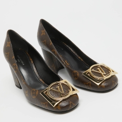 مملوكة مسبقًا Louis Vuitton Brown Canvas Madeleine Pumps Size 38.5