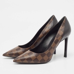 Louis Vuitton Brown Monogram Canvas and Leather Chérie Pumps Size 39
