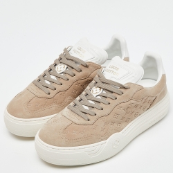 Pre Owned Louis Vuitton Beige Monogram Suede LV Groovy Platform Sneakers Size 39