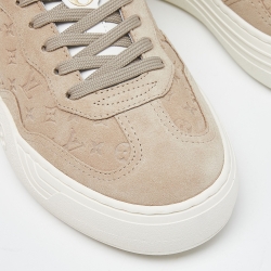 Pre Owned Louis Vuitton Beige Monogram Suede LV Groovy Platform Sneakers Size 39